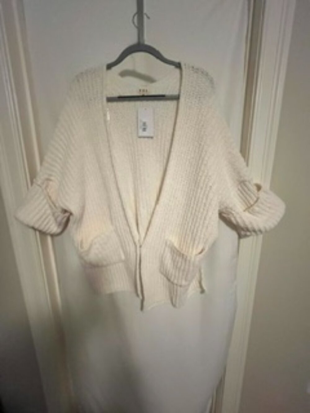 POL Cream Chunky Knit Cardigan Oversized Boho - Medium